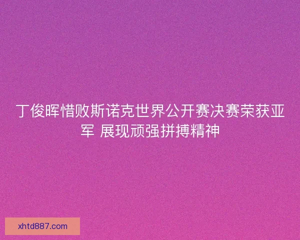 丁俊晖惜败斯诺克世界公开赛决赛荣获亚军 展现顽强拼搏精神